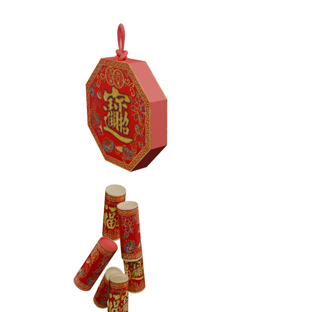 方片串联吉祥挂饰 · 局部特写
