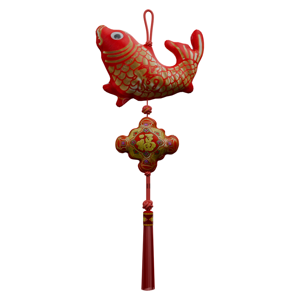 鲤鱼造型春节挂件 · 正立面 / 侧面平视