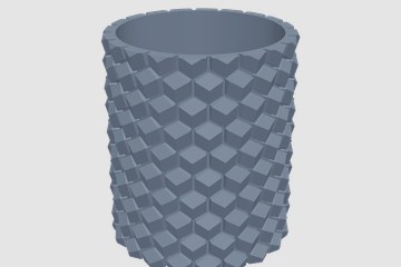 方格子笔筒 3D打印模型
