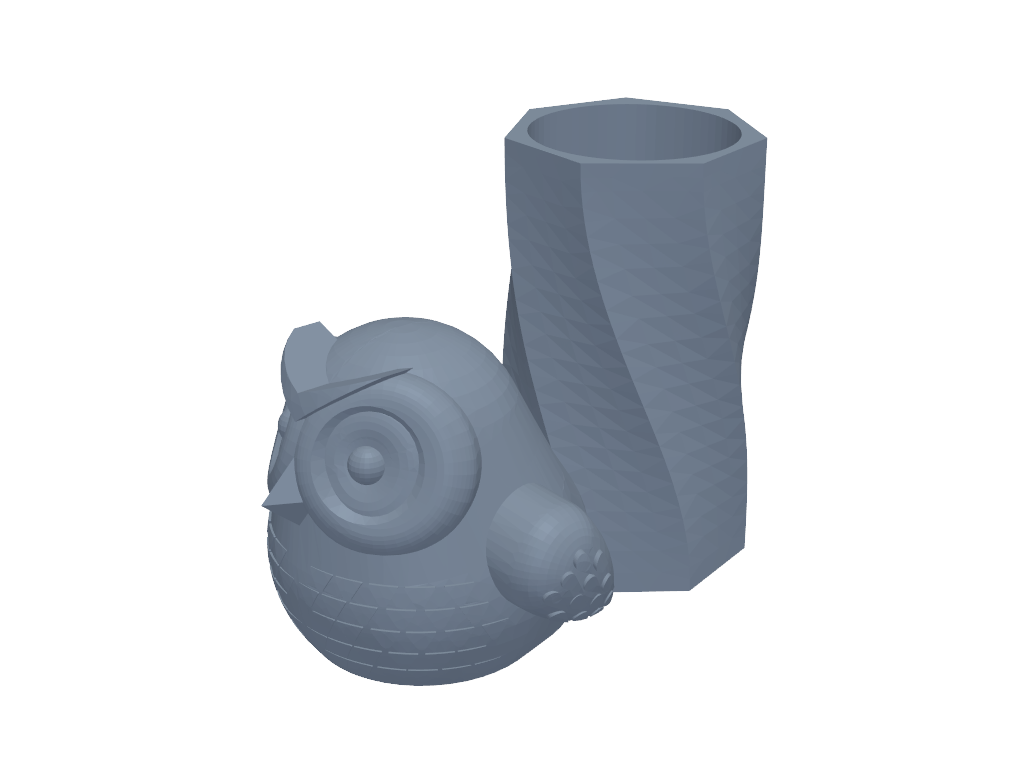 猫头鹰笔筒 3D打印模型