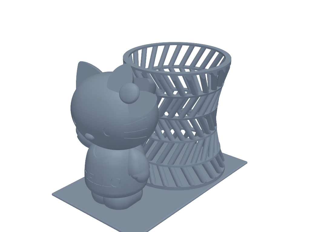 Kitty猫笔筒 3D打印模型