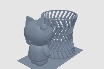 Kitty猫笔筒 3D打印模型