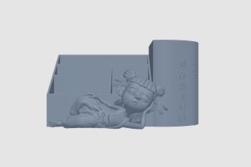 卧佛哪吒笔筒 3D打印模型