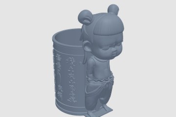 哪吒笔筒5 3D打印模型