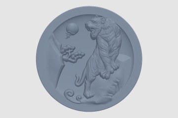 十二生肖圆形浮雕-虎 3D打印模型