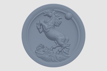 十二生肖圆形浮雕-马 3D打印模型