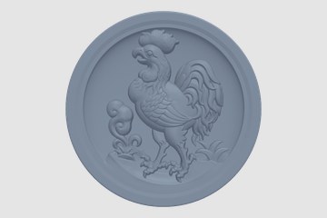 十二生肖圆形浮雕-鸡 3D打印模型