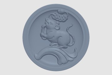 十二生肖圆形浮雕-鼠 3D打印模型