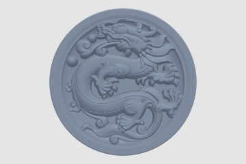 十二生肖圆形浮雕-龙 3D打印模型